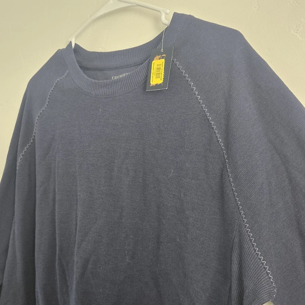 New Cremieux Lightweight Crewneck Long Sleeve Cotton Sweater Navy Blue Size XL